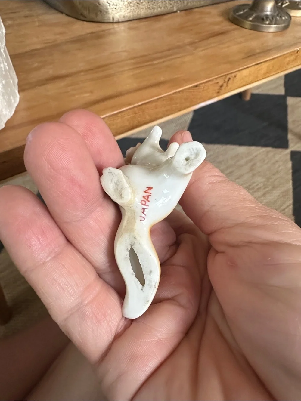 Vintage red letter Japan fox figure 2”